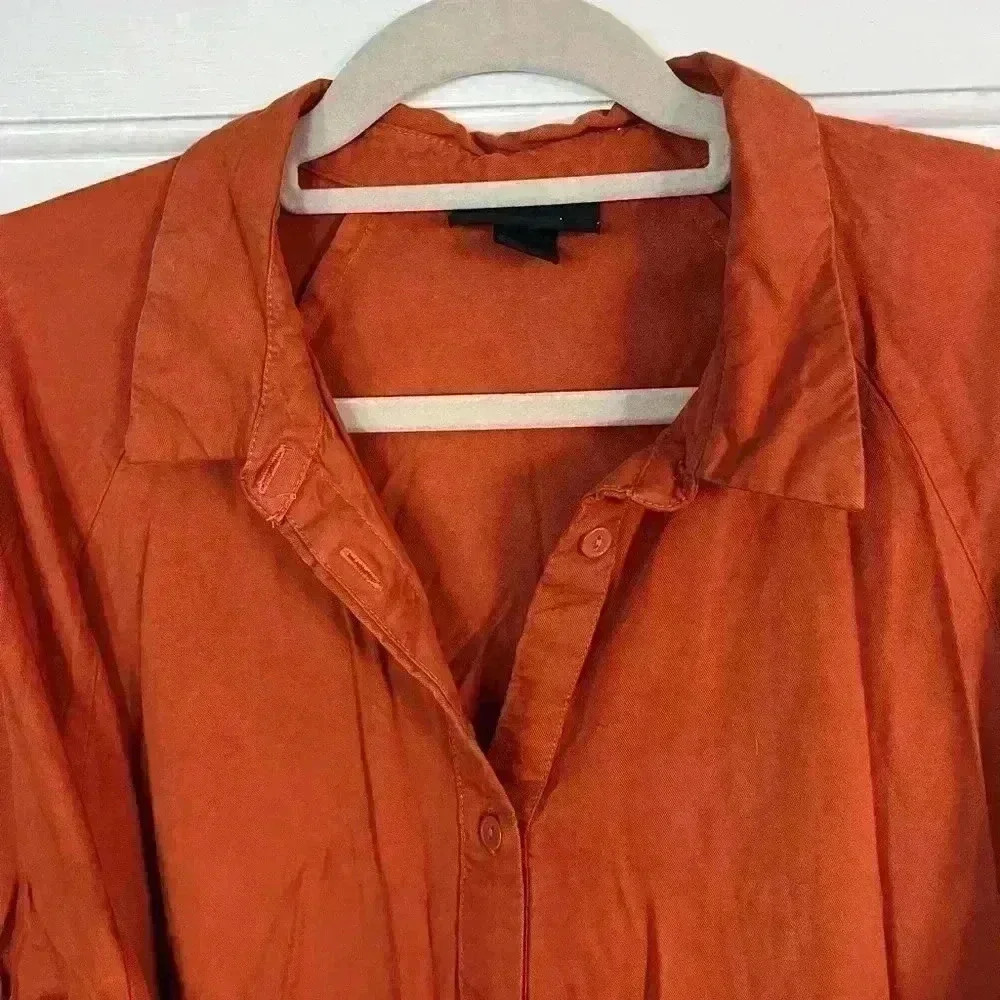 Monki Belted shirt dress - Reclaimed rust size L basic office oversized orange - Picture 6 of 10